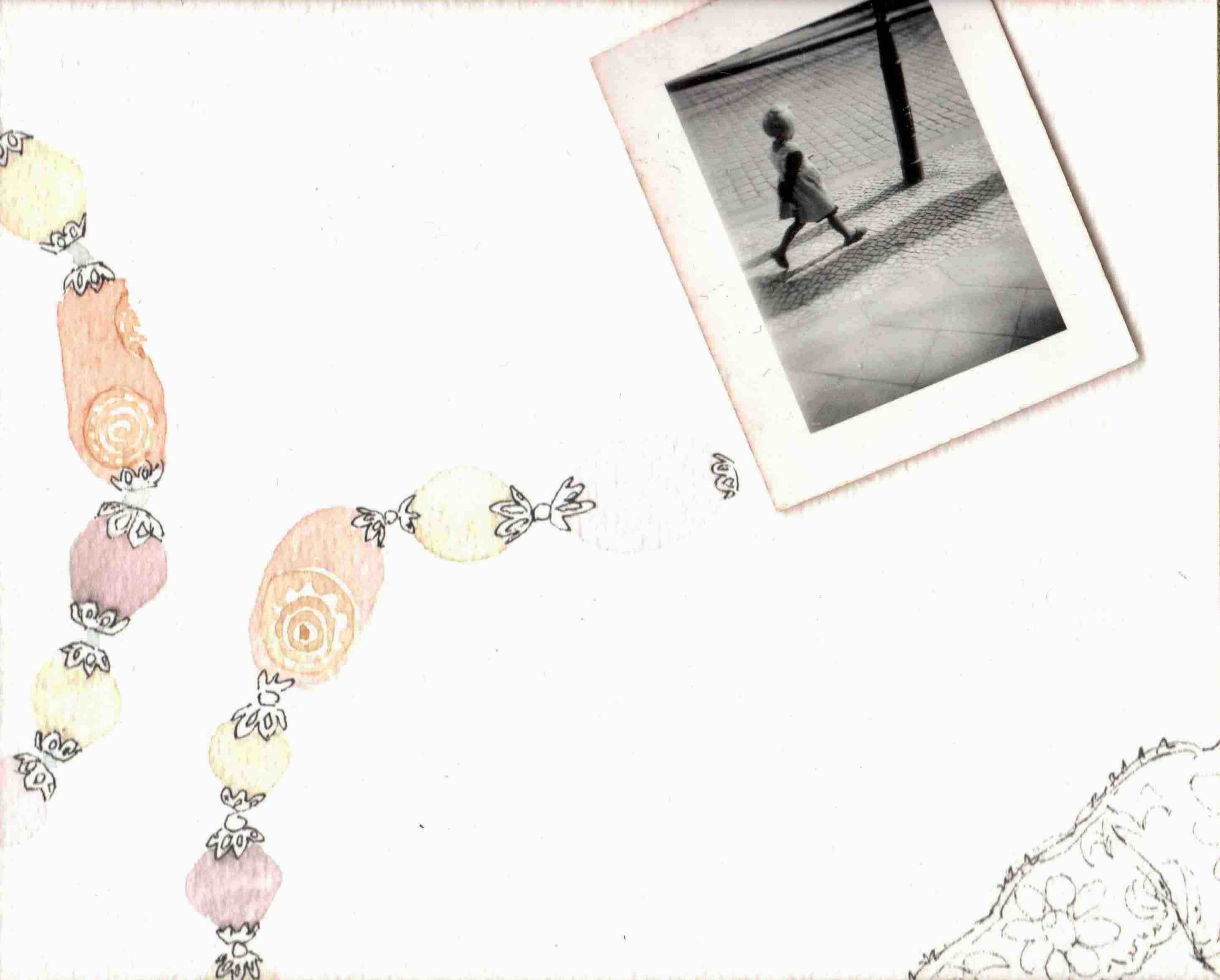 Misaki Kawabe, "Sprout 9," ink, watercolor and photo on paper, 11.5 x 15.0 cm, 2023