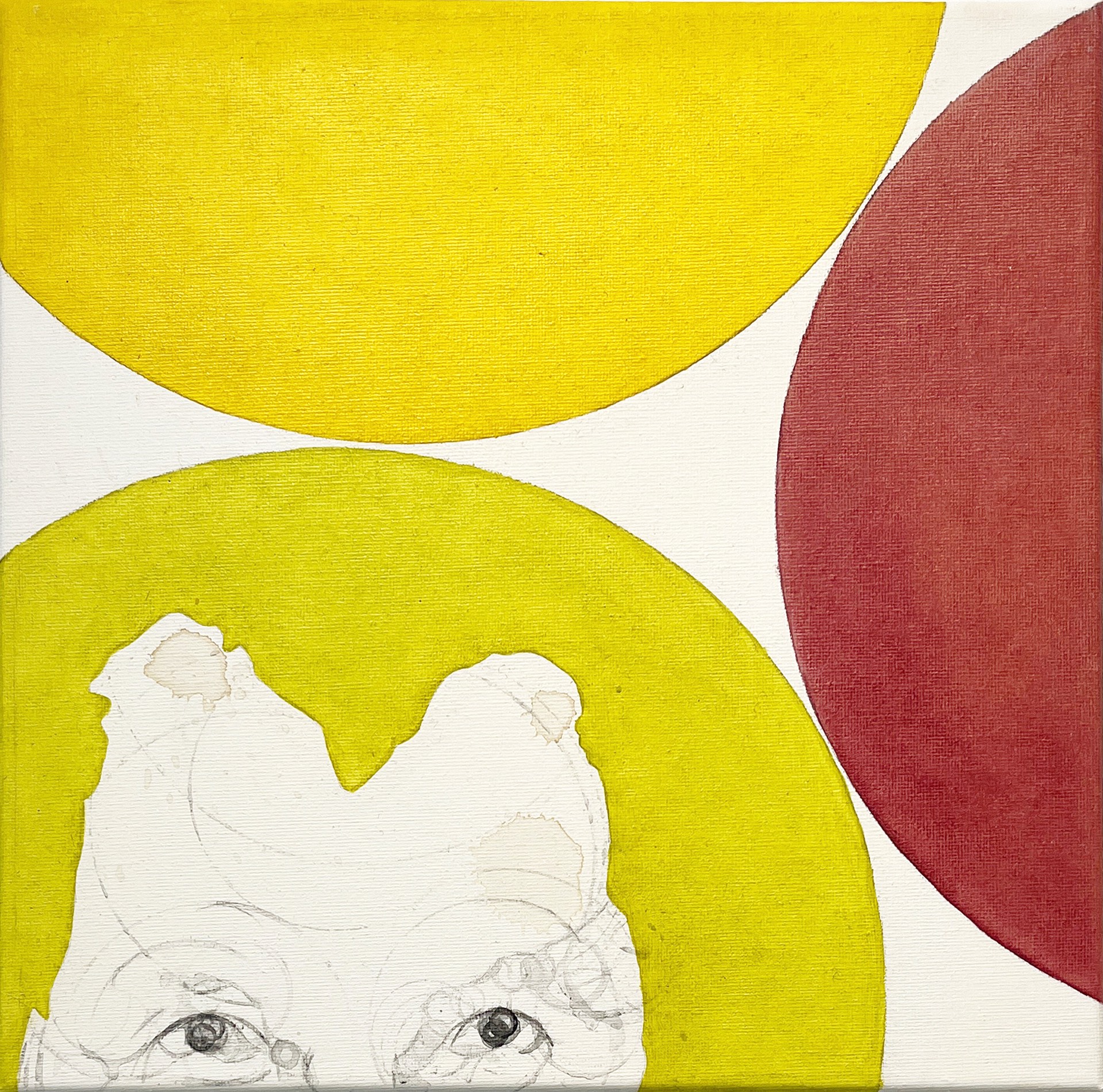 Misaki Kawabe, "Wa 4s," Indian Ink, tea, oil on canvas, 30.0 x 30.0 cm, 2024