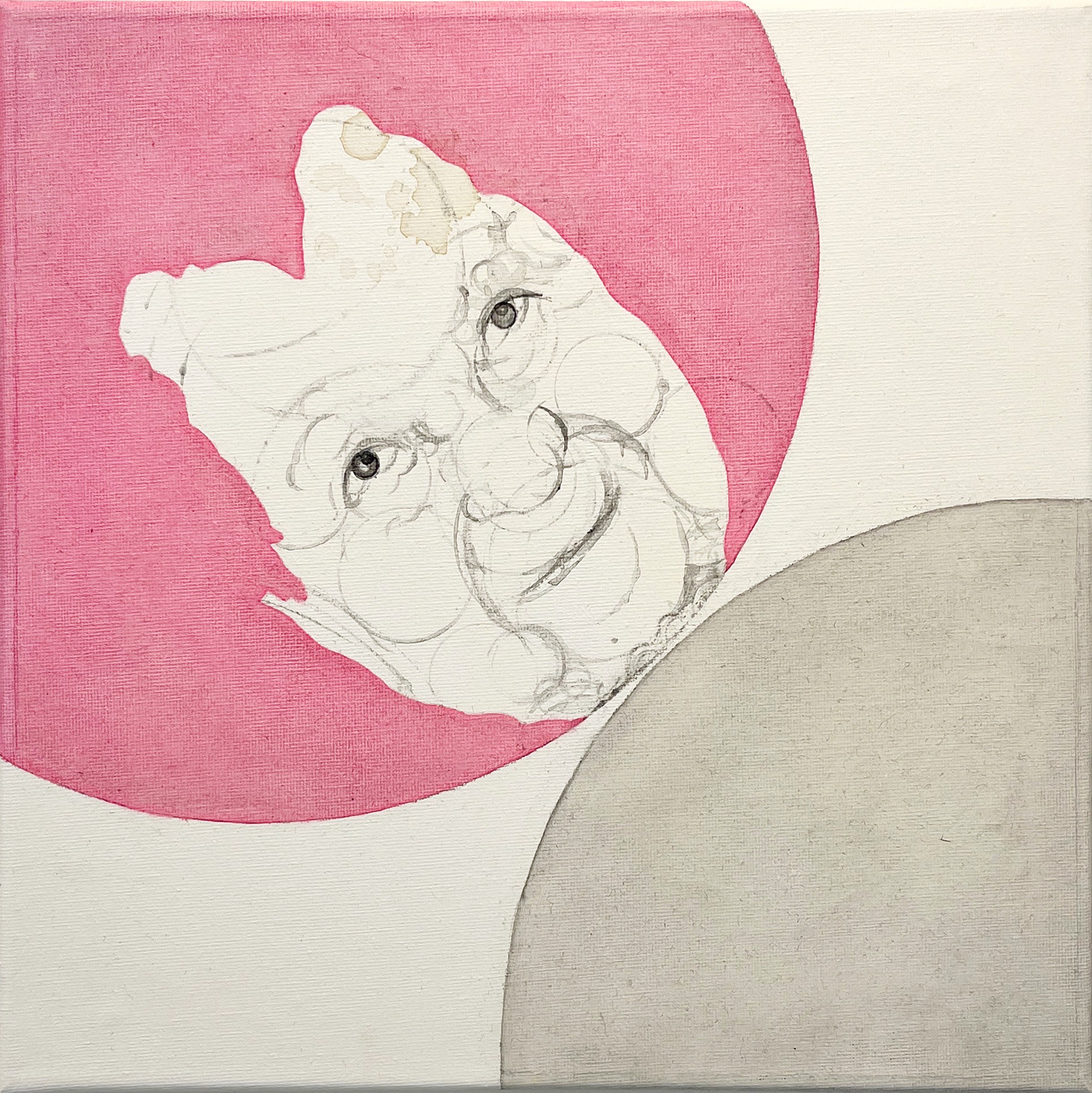 Misaki Kawabe, "Wa 6s," Indian Ink, tea, oil on canvas, 30.0 x 30.0 cm, 2024