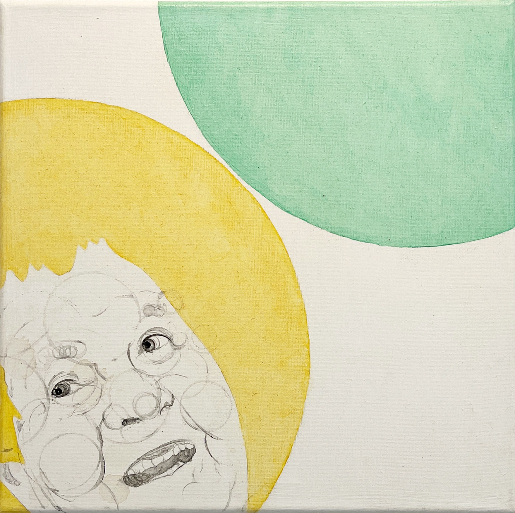 Misaki Kawabe, "Wa 7s," Indian Ink, tea, oil on canvas, 30.0 x 30.0 cm, 2024