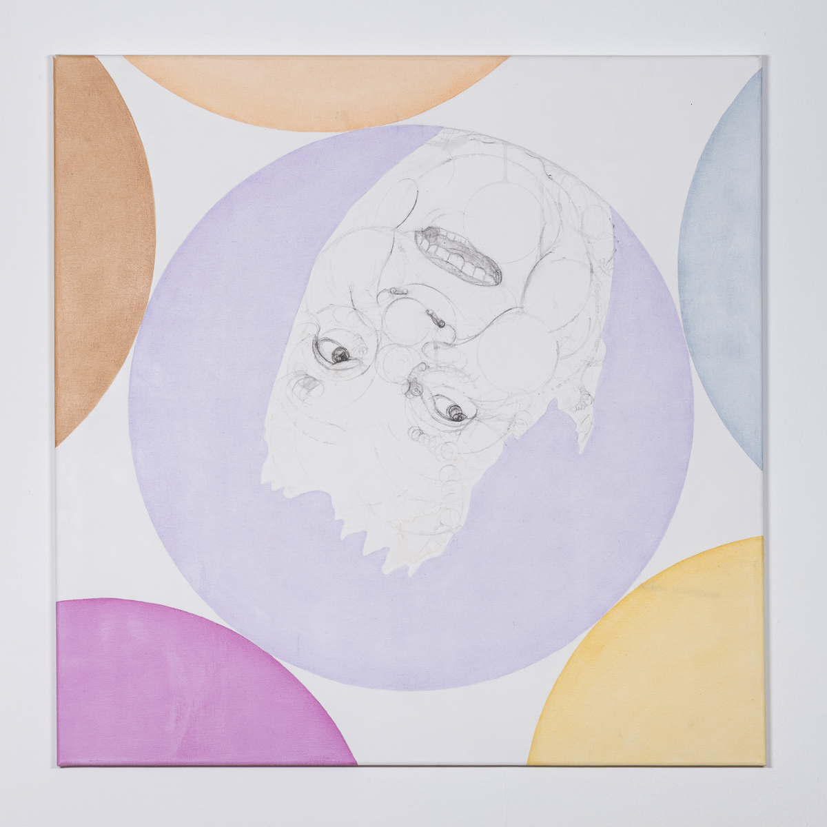 Misaki Kawabe, "Wa 2," Indian Ink, tea, oil on canvas, 80.0 x 80.0 cm, 2023