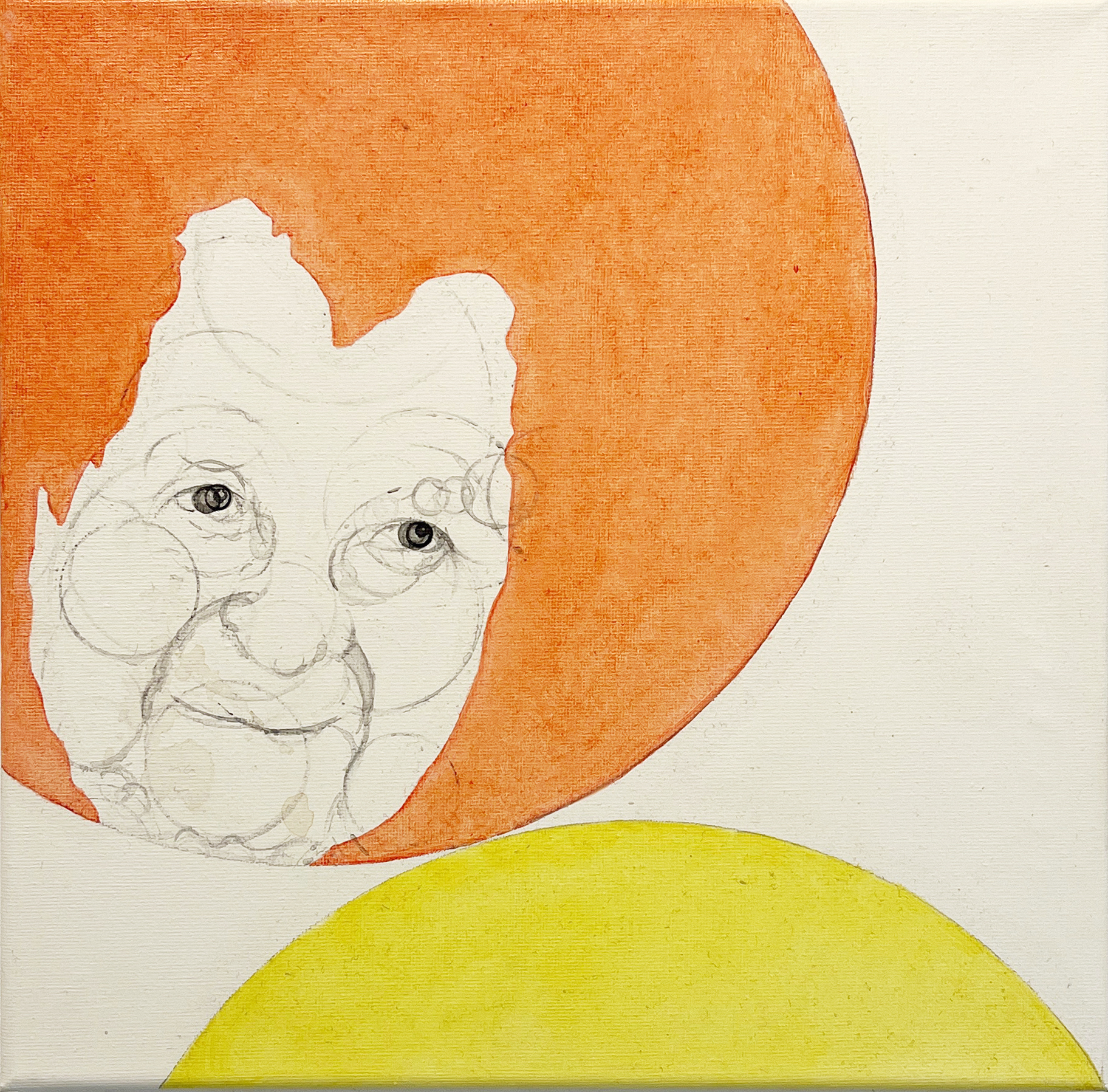 Misaki Kawabe, "Wa 2s," Indian Ink, tea, oil on canvas, 30.0 x 30.0 cm, 2024