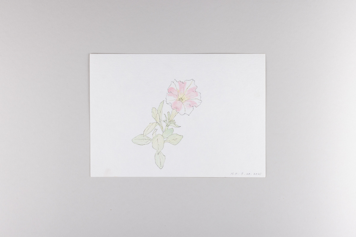 Misaki Kawabe, "Covid diary 14," ink and watercolor on paper, 14.8 x 21.0 cm, 2021