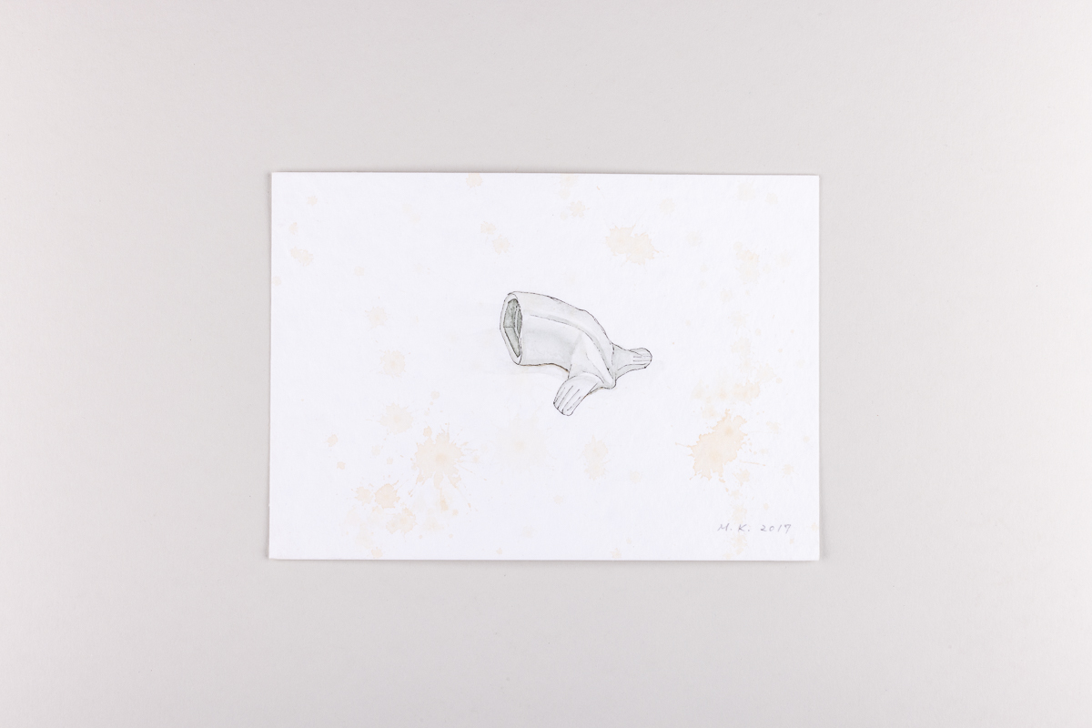 Misaki Kawabe, "Fukushima mon amour 6", ink, tea and watercolor on paper, 12.0 x 17.0 cm, 2017