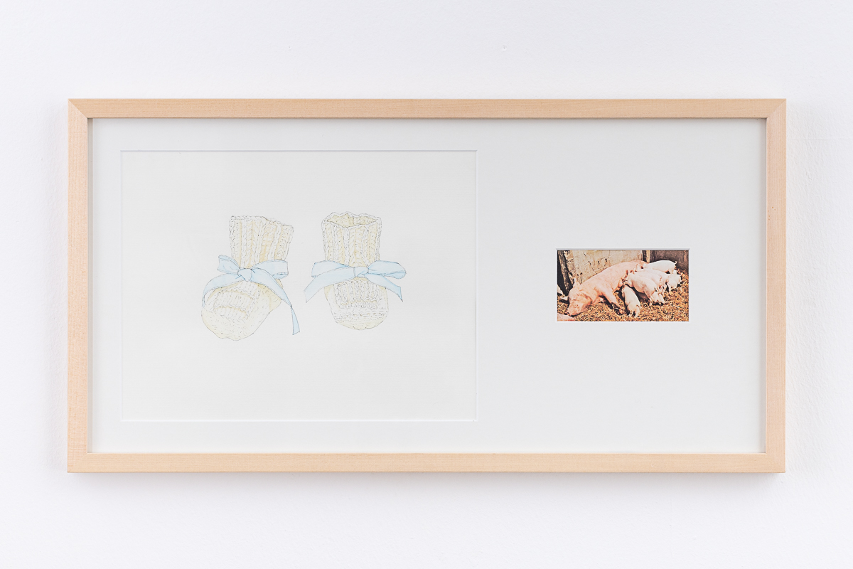 Misaki Kawabe, "Babypause b," ink, watercolor and photo on paper, 32.5 x 63.0 cm, 2012