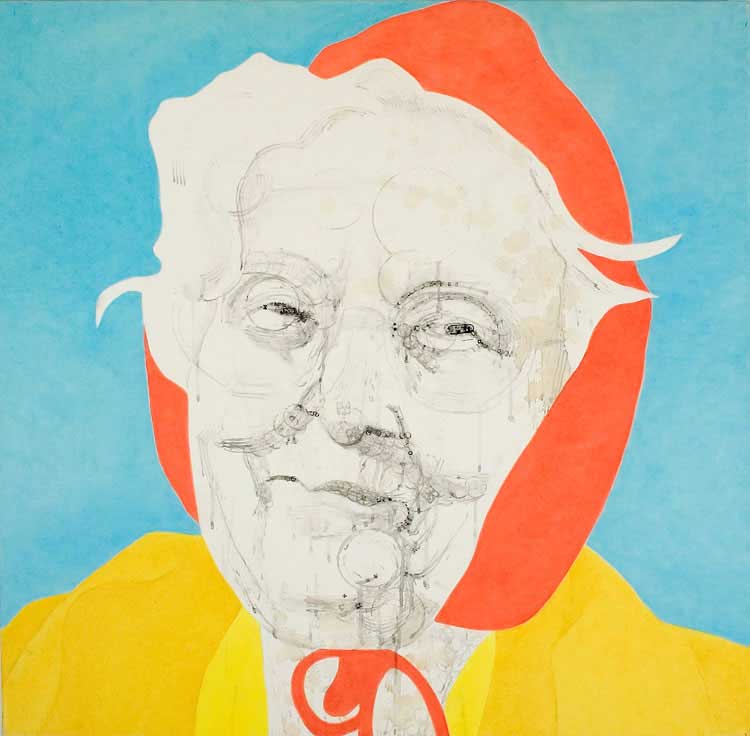 Misaki Kawabe, "Lila," india ink, tea and oil on canvas, 122.0 x 122.0 cm, 2005