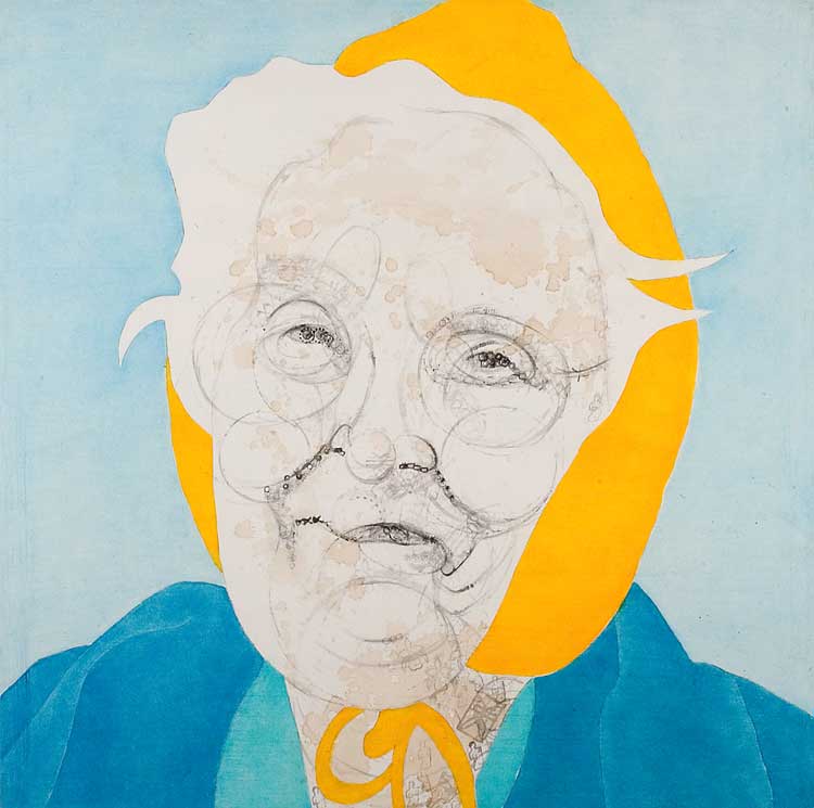 Misaki Kawabe, "Lila," india ink, tea and oil on canvas, 61.0 x 61.0 cm, 2005