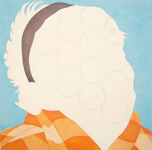 Misaki Kawabe, "Voyage 3," india ink, tea and oil on canvas, 51.0 x 51.0 cm, 2008