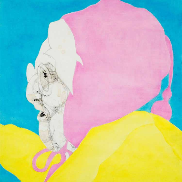 Misaki Kawabe, "Lila," india ink, tea and oil on canvas, 61.0 x 61.0 cm, 2006