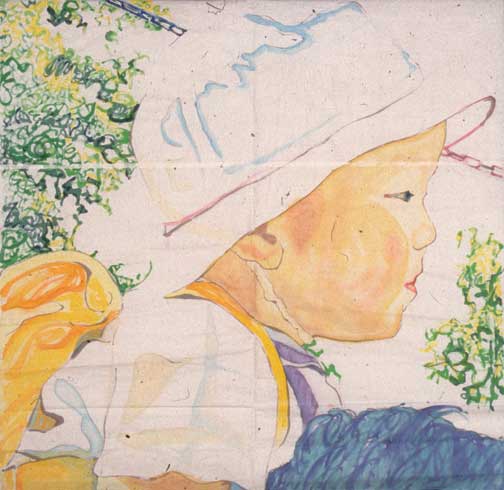 Misaki Kawabe, "Look at that!," mixed media on Japanese paper and bamboo stick, 139.0 x 139.0 cm, 1998