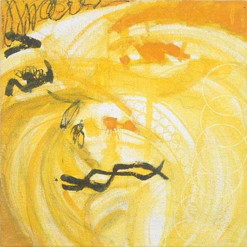 Misaki Kawabe, "Brotherhood 3," india ink, crayon, pen, charcoal and oil on canvas, 2003