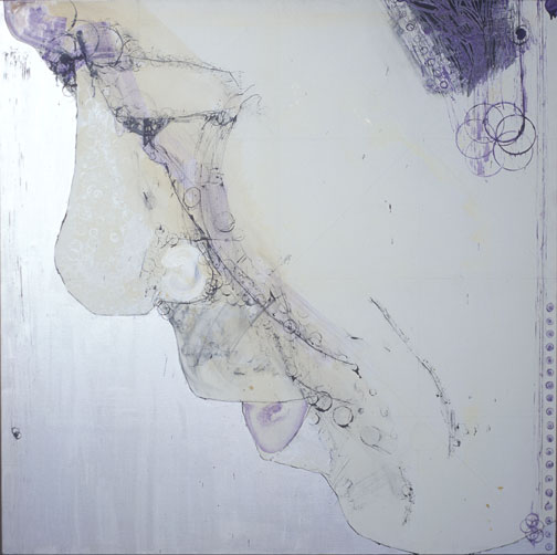 Misaki Kawabe, "Moon light," india ink, gelatin, oil, stone paint on canvas, 130.5 x 130.5 cm, 2001