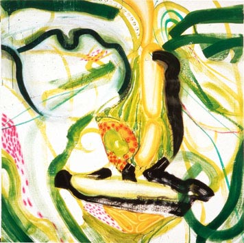 Misaki Kawabe, "Exodus 1," India ink and colored pen, oil on canvas, 130.5 x 130.5 cm, 1999